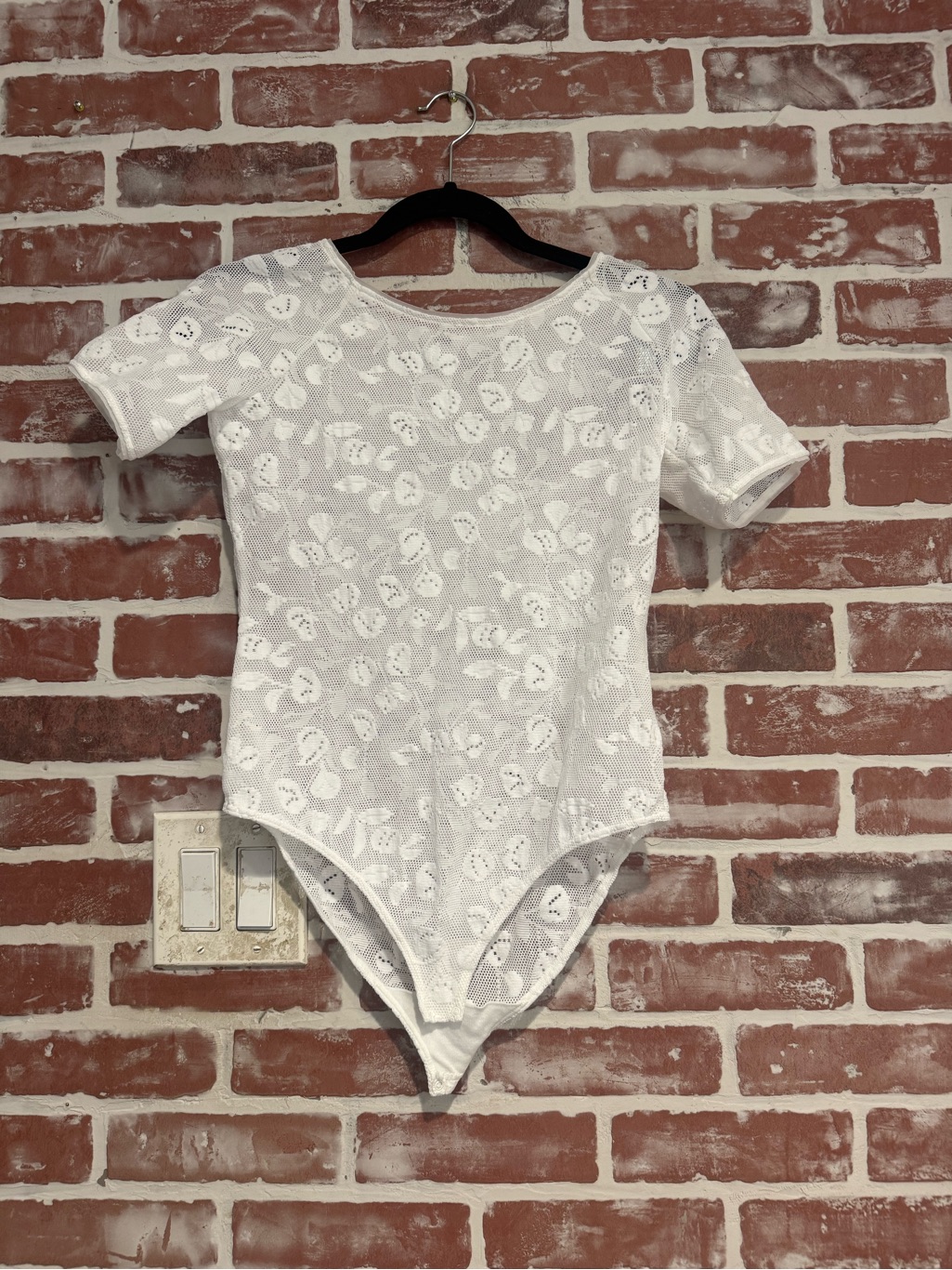 Wolford Rachel Lace Bodysuit White Medium Floral Mesh Snap Stretch
